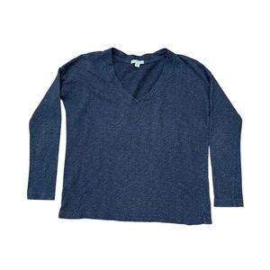 James Perse Lightweight Knit V-Neck Sweater Size 2 Gray